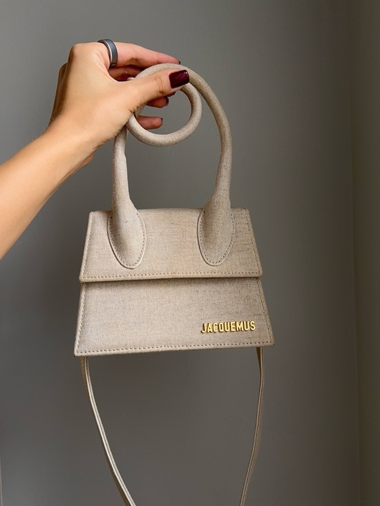 Jacquemus Handbags - Jacquemus Mini Le Chiquito Top-Handle Bag in Beige Canvas with Gold Logo